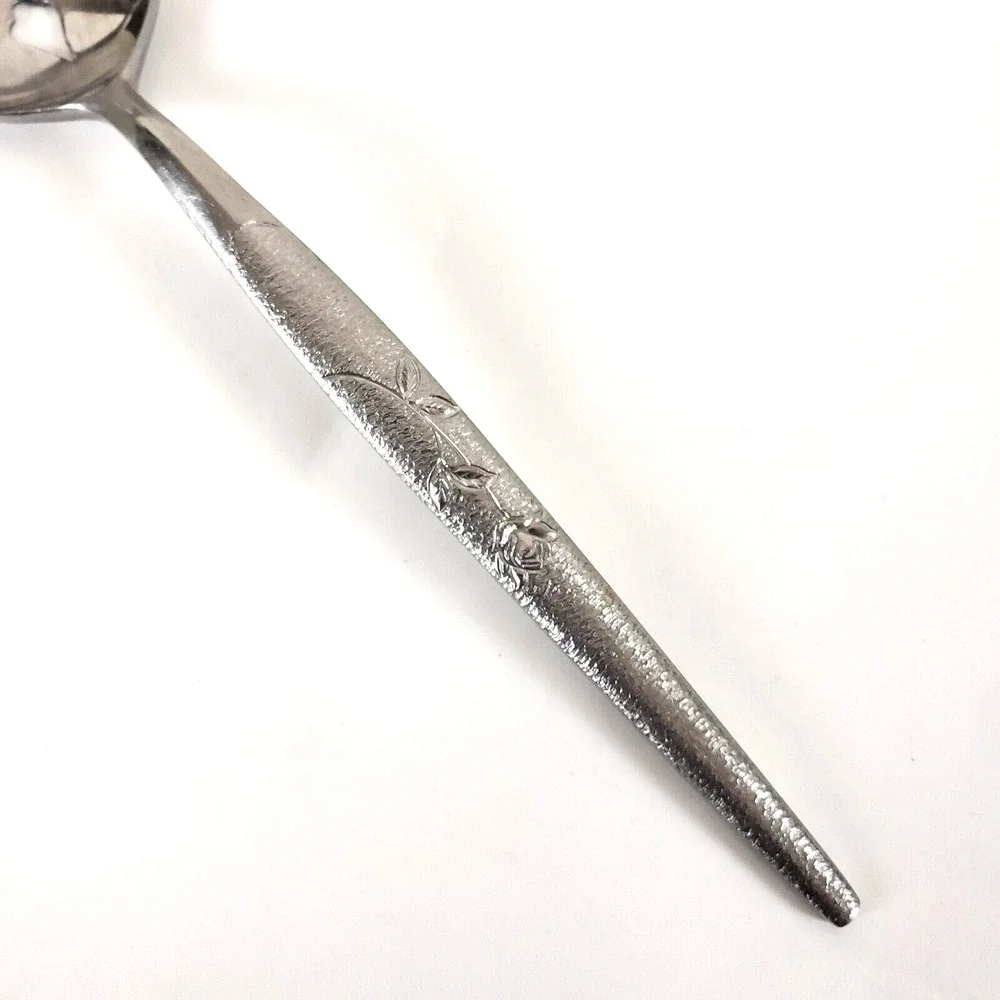 Vtg Japan National Silver Co Stainless Ice Tea Spoon Fleur Slotted Replacement